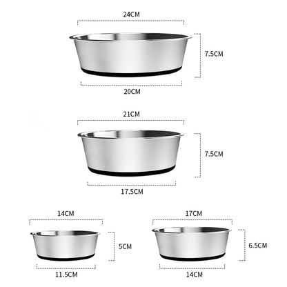 Non-slip Stainless Steel Dog Bowl Rice Bowl For Medium And Large Dogs